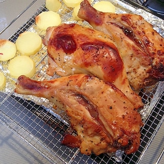 コンベクションオーブンで骨付き鶏の照り焼き